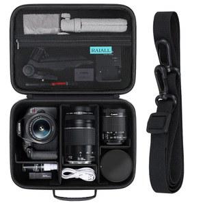 캐논 EOS REBEL T7 / R50 R100 소니 니콘 D7500 카메라(블랙)용 RAIALL 케이스 | R50V R8 R10 RP R7 R6 MARK II R5 DSLR SLR 렌즈 삼각대 숄더 스트랩과 5개 칸막이가 포함된 하드 보호 여행 가방 포함