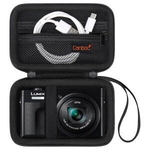파나소닉 LUMIX ZS99 / TZ99 ZS300 디지털 카메라용 캔보크 휴대용 케이스 | TZ300 LX10 ZS80 ZS100 ZS70 ZS200 포인트 앤 슛 메시 포켓에 케이블과 배터리 수납 가능 블랙 (케이스만)