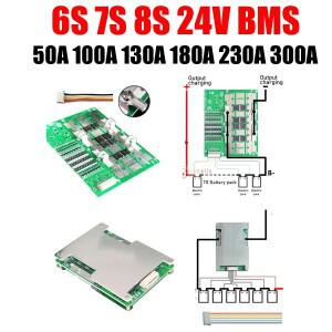 6S 7S 8S 리튬이온 Lifepo4 배터리 보호판 BMS 밸런싱 50A 100A 230A300A 전류 24V 에너지 저장 RV 전원