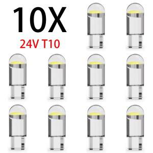 10X 자동차 LED 빛 W5W COB SMD 트럭 인테리어 돔 독서 램프 통관 전구 주차 신호 조명 24V 액세서리
