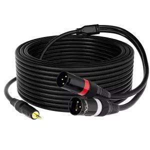 Mygatti 3.5mm TRS to 2 XLR Pro 스테레오 케이블 15피트 1/8인치 수컷 듀얼 Y 스플리터 어댑터 코드 AUX