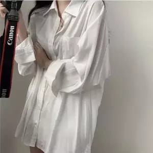 여성 여름 자외선차단 루즈핏 롱셔츠 실키 촉감 떨어짐핏 긴팔 남방 WY