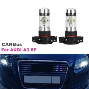 아우디 A3 8P 2008-2013 2 개/몫 CANBus 오류  100w 20SMD 흰색 H16 5202 PS19W LED DRL 주간 주행 등