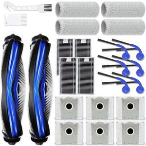 XVXUOU 교체용 액세서리 키트 ECOVACS호환 T80 OMNI / PRO YEEDI M14 PLUS 진공청소기 로봇 부품 2개 메인 브러시 4개 롤러 대걸레 천 HEPA 필터 6개 사이드 먼지 주머니