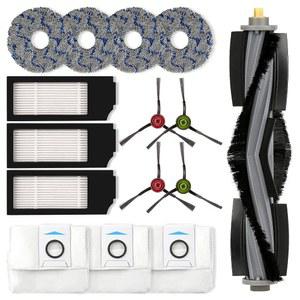 (15개 세트) ECOVACS호환 DEEBOT용 X1 OMNI 교체 부품 DEEBOT PRO X1OMNI T10 로봇 청소기 액세서리 롤러 브러시 1개 HEPA 필터 3개 먼지봉투 사이드 4개 대걸레 패드 4개