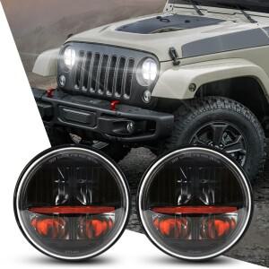 7인치 LED 헤드라이트 라다 니바 4X4 오프로드 자동차 액세서리  랭글러 JK TJ 12V DRL 엔젤 아이즈 러닝