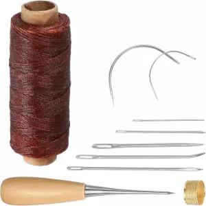 PATIKIL 110 야드 왁스 처리된 실 코드 0.8mm 150D 가죽 재봉용 키트 바느질 책 제본 비딩 브레이딩용 다크
