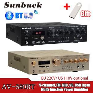 SUNBUCK 580USB/BT/298BT Bluetooth HiFi 증폭기 220V 5CH 가정용 전력 스테레오 AV 서라운드 디지털 FM 가