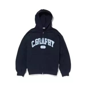 코드그라피 C.GRAPHY 아치 로고 후드 집업-다크 네이비 CBFUF0213DN