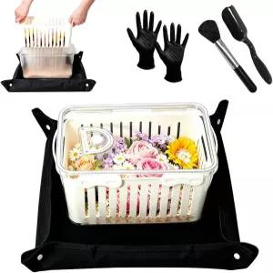 Paakpahe 10L 실리카겔 꽃 건조 용기 장갑과 브러시 클리너 및 매트 삽이 포함된 원스텝 보존 키트 공예용