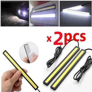 2PCS 17CM LED DRL 방수 주간 주행등 스트립 12V COB 자동차 알루미늄 스트라이프 스타일링 라이트 화이트