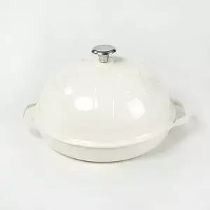 HAWOK 무쇠 빵 오븐 클로슈 뚜껑 포함 지름 11.8인치/30cm 에나멜 도자기 굴 흰색 사워도우 베이킹 팬