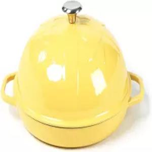 HAWOK 무쇠 빵 오븐 클로슈 뚜껑 포함 지름 11.8인치/30cm 에나멜 노란색 사워도우 베이킹 팬