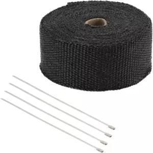 자동차 및 오토바이용 검은색 섬유 배기 열 차단 랩 테이프 롤 1.5mm x 5m 엔진 호스용 4개 묶음 포함