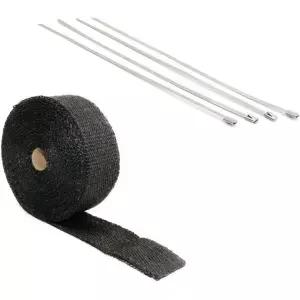 오토바이용 배기 열 차단 랩 롤 1.5mm X 5m 섬유 검은색 테이프 엔진 시스템용 호스 보호 고온 저항성 4개