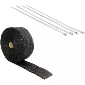 오토바이 배기 열 차단 랩 롤 1.5mm X 5m 섬유 자동차 및 헤더 튜브 테이프 검은색 마감 호스 보호 4개