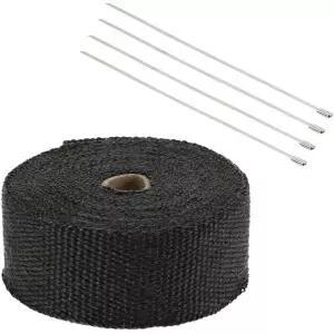 자동차 및 오토바이용 5m 길이 1.5mm x 섬유 테이프 배기 열 차단 랩 롤 검정색 정비사와 운전자를 위한