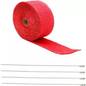 자동차 및 오토바이용 배기 열 차단 랩 롤 1.5mm X 5m 섬유 테이프 빨간색 보호 부품 호스 위험 감소에