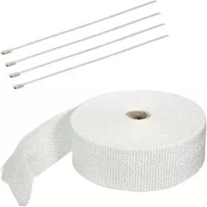 배기 열 차단 랩 롤 1.5mm 5m 섬유 테이프 자동차 성능 부품 엔진 호스를 보호 흰색 4개의 타이 포함