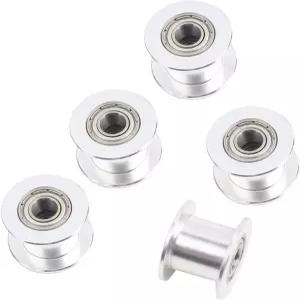 Gt2 Idler 풀리 10mm 5개 Toothless 보어 알루미늄 Aloy 타이밍 벨트 드라이브 3D 프린터용 폭 톱니 없는