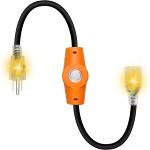 MAXKOSKO 1PC 120V 15A 온도 조절 연장 코드 열 케이블 컨트롤러 콘센트 자동 온/오프 37°F/50°F 이상