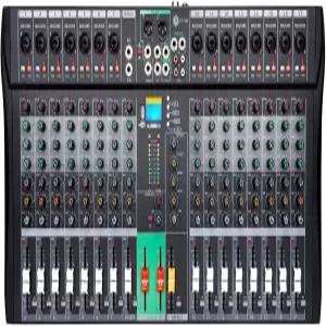 WIN-MIX 16채널 믹서 콘솔 - 48V 팬텀 파워를 갖춘 프로페셔널 블루투스 USB 스튜디오 DJ 노래방 라이브