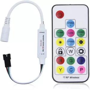 ALITOVE WS2812B 주소 지정 가능한 LED 컨트롤러 RF 리모컨 무선 미니 5~24V DC용 드림 컬러 레인보우 RGB