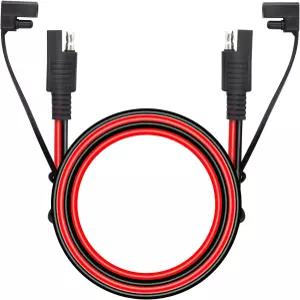 CERRXIAN 3.2FT 10AWG SAE to 2핀 퀵 디스커넥트 전원 자동차 연장 케이블 태양광 패널용 캡 포함 검정 1m