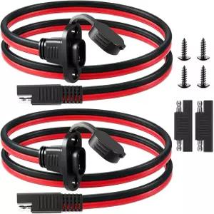 AYECEHI 2팩 10AWG SAE 파워 소켓 사이드월 포트에서 커넥터로 연결되는 연장 케이블 방수 퀵 커넥 패널