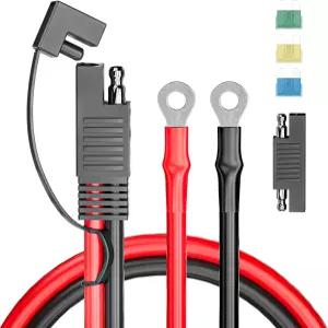Goupchn SAE 배터리 커넥터 to O 링 터미널 하니스 2피트 10AWG 2핀 RP 어댑터가 포함된 퀵 디스커넥트