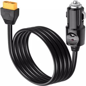 CERRXIAN 16AWG 자동차 시가잭 라이터 여성용 XT90 케이블 12V/24V 4.9LED 표시등이 있는 FT 충전기 커넥터