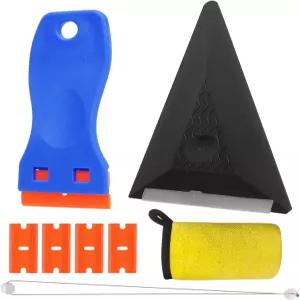 eFuncar 자동차 엠블럼 제거 도구 키트 PVC 코드 주걱 칼날 스크레이퍼 및 산호 천이 포함된 플라스틱