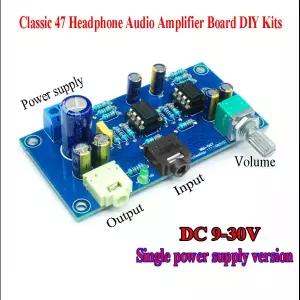클래식 47 헤드폰 오디오 전력 증폭기 보드 DIY 키트 NE5532 연산 증폭기 DC 9V-30V