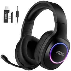 AOC 무선 게이밍 헤드셋 블루투스5.4 2.4GHz 7.1채널 RGB ENC마이크 블랙