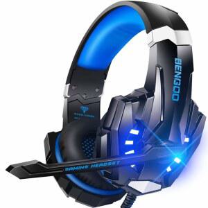BENGOO G9000 유선 게이밍 헤드셋 7.1채널 LED 노이즈캔슬링 마이크 블랙