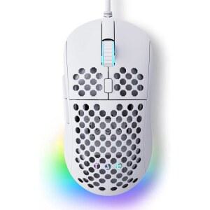 TMKB Falcon M1SE 유선 게이밍 마우스 RGB 12800DPI 허니컴 경량 화이트