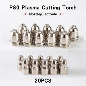 20개 P80 플라즈마 절단 토치 소모품 60A 100A CNC 팁 용접 노즐 교체용
