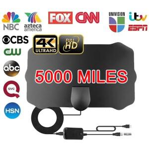 4K 실내 디지털 TV 안테나 풀 HD DVB-T/T2 케이블 500 마일 UHF 자동차 RV 용 공중
