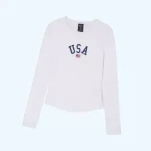 후아유 USA 골지 리브드 크루 넥 티셔츠 상의 WHLAG2292F 5250609