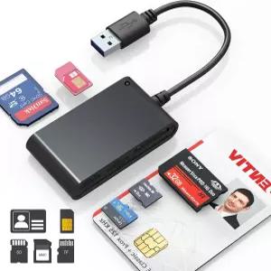 컴퓨터용 SIM 카드 리더 - 7 in 1 CAC 군용 스마트 및 MS Pro Duo/SD/TF/M2/ID/IC/SIM/PIV Windows Linux