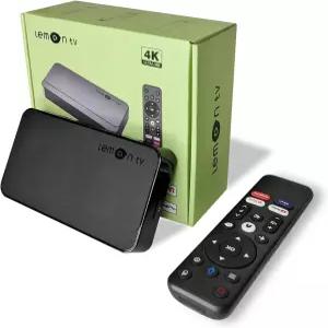 4K 60fps BT5.4 듀얼 밴드 WiFi6가 지원되는 BOXPUT 레몬 TV L1 스마트 스트리밍 박스에는 음성 리모컨이