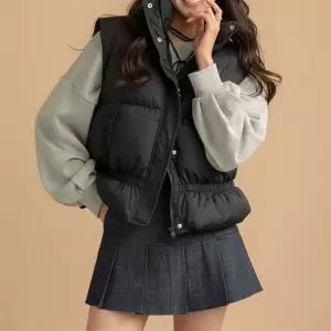 여성 숏패딩조끼 보온 레이어드 아우터 3색
