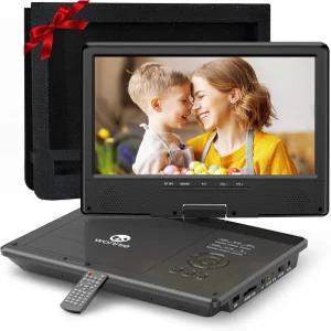 10.5인치 회전 HD 화면을 갖춘 WONNIE 12.5인치 휴대용 DVD 플레이어 카 헤드레스트 케이스 5시간 충전식