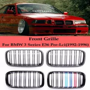 자동차 그릴망 튜닝 BMW 호환 3 시리즈 E36 프리-LCI 1992-1996 프론트 범퍼 키드니 글로스 블랙 M 테크 그