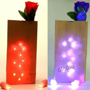 Bag O Lites (빨간색과 파란색) D Light 손가락과 장미 꽃을 포함한 마술 트릭 무대 조명 연인 커플 Maigc