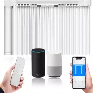 전동 스마트 커튼 시스템 자동 개폐기 리모컨 포함 커튼봉 Alexa/Google Home/Tuya 앱 호환 최대 86인치