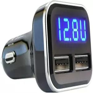 젭슨 4.8A 24W 듀얼 USB 자동차 충전기 볼트미터 배터리 모니터 LED 전압 및 앰프 디스플레이 궐련 라이터