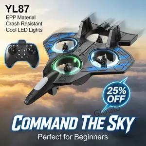스턴트 플라이트 RC 폼 글라이더 YL87 2.4G 무선 조종 비행기 LED 조명 내구성 있는 EPP 소재 비행 전투기