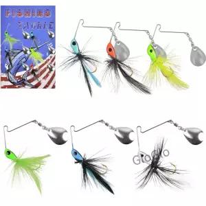 콜도 블레이드가 포함된 배스 낚시 키트용 6PCS 미끼 Spinnerbait Jig s 연어 송어 크래피 티저