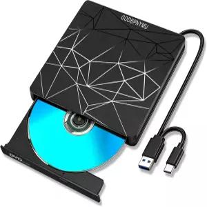 GODBPNYMU 외장 DVD 드라이브 USB 3.0 CD 버너 플레이어 광학 노트북 및 PC용 휴대용 복사기 Windows
